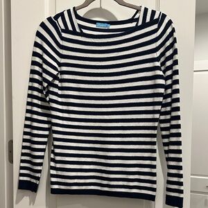 J. McLaughlin Classic Navy and White Striped Top